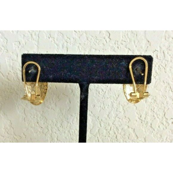 Vintage Cloisonne Gold Floral Pierced Earrings - Picture 3 of 6